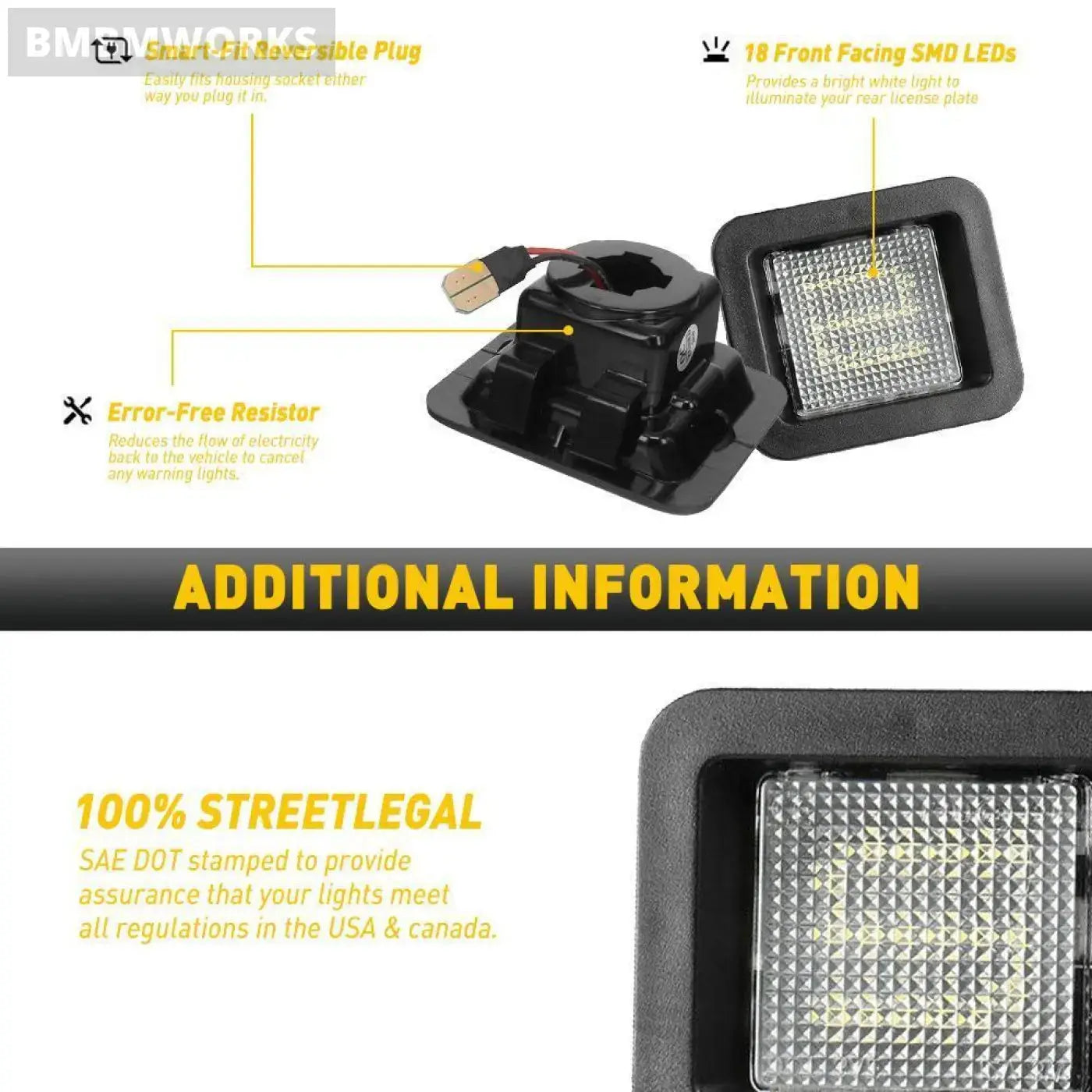 2Pcs Led Number Plate Lights Ford Ranger F150 Xl Xlt Ssv Raptor 2015 2016 2017