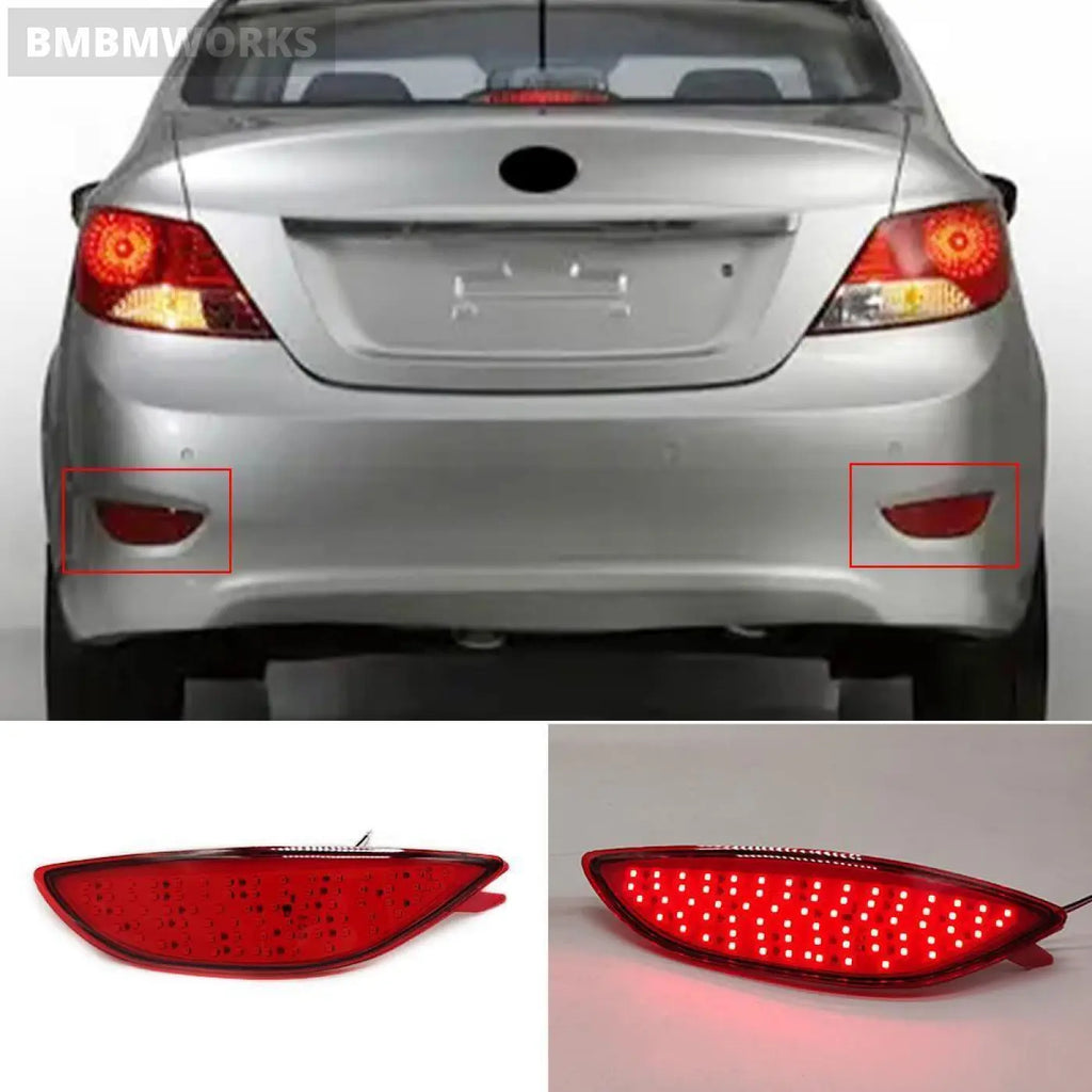 2Pcs Led Rear Bumper Light Hyundai Accent Verna Brio Solaris 2008-2015