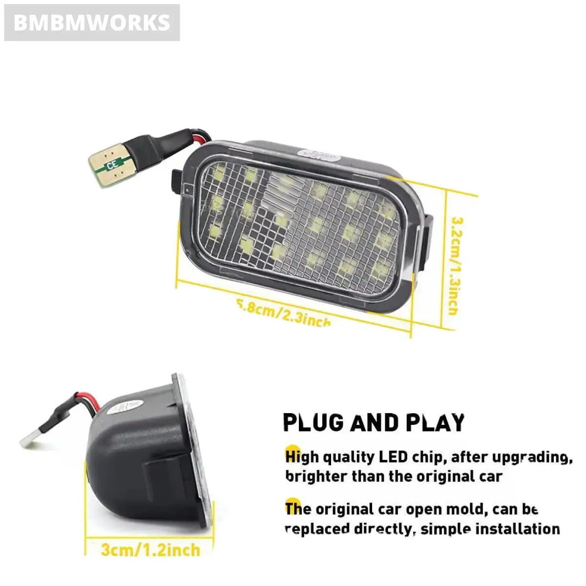 2Pcs Led Under Side Mirror Light Puddle Lamp White Cadillac Escalade