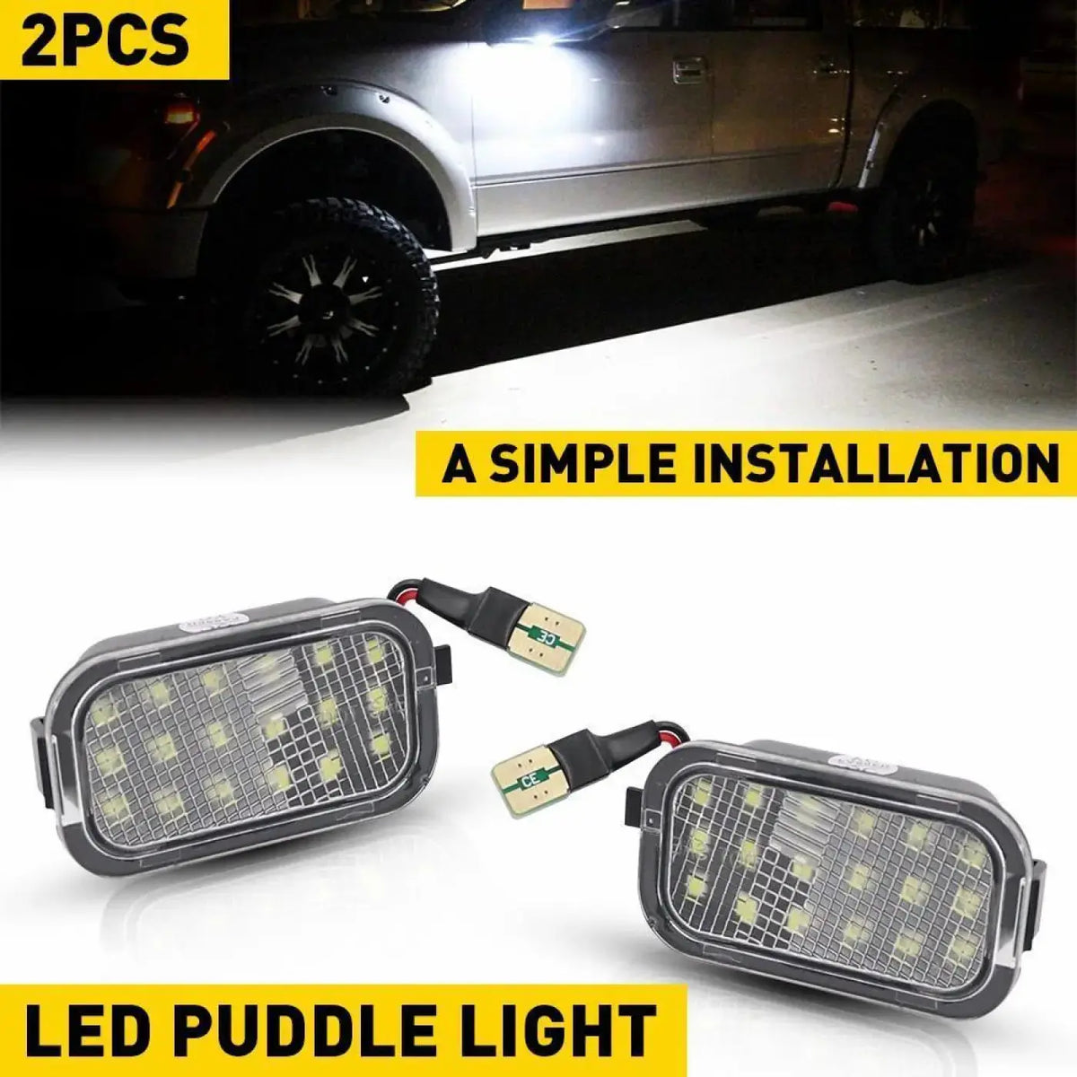 2Pcs Led Under Side Mirror Light Puddle Lamp White Cadillac Escalade