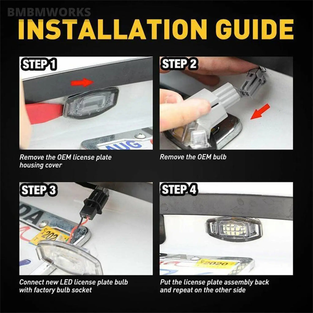 2Pcs License Plate Light Led Acura Mdx Rl Tl Tsx Rdx Ilx Honda Civic Accord