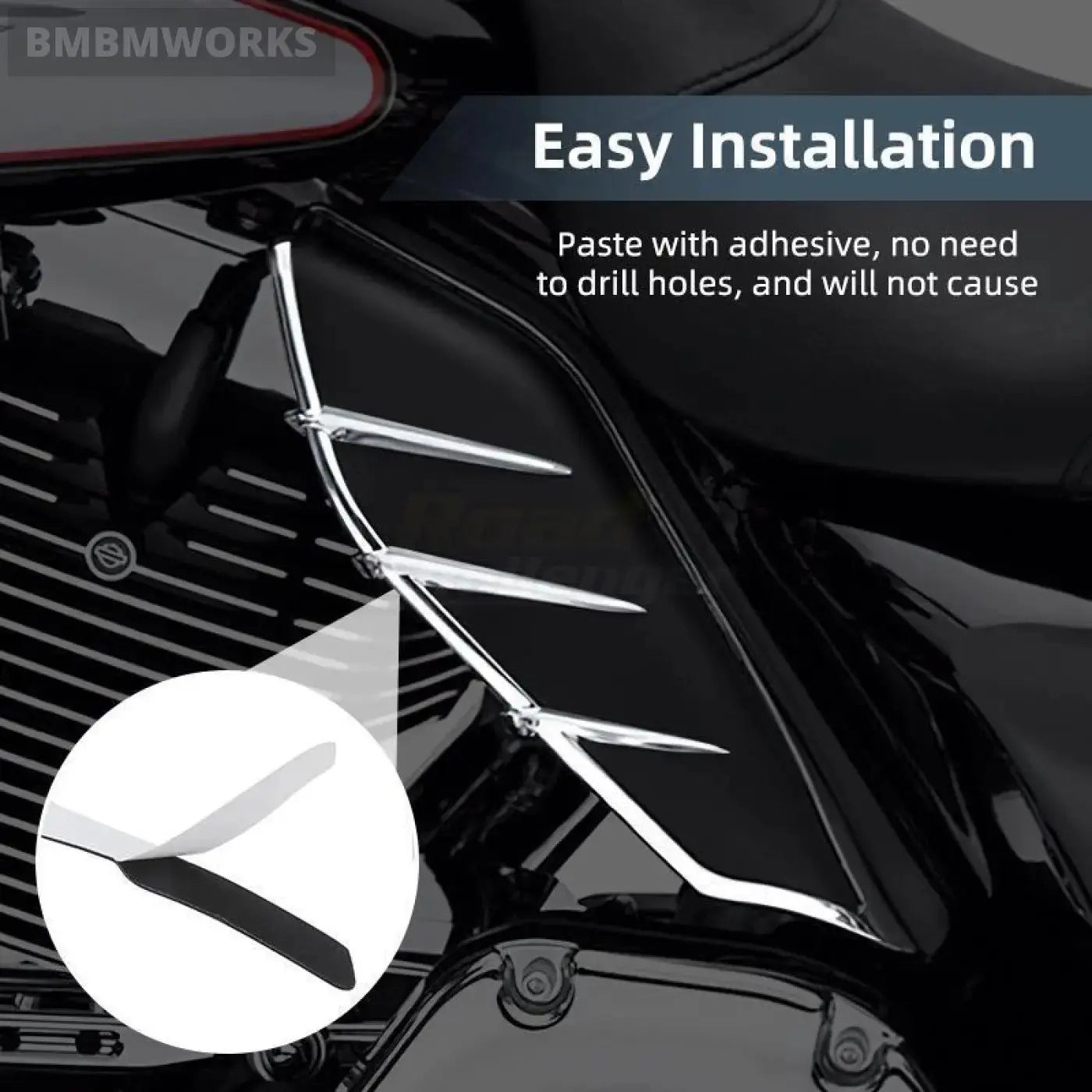 2Pcs Mid-Frame Air Deflector Heat Shield Trim Harley Touring Road King Street