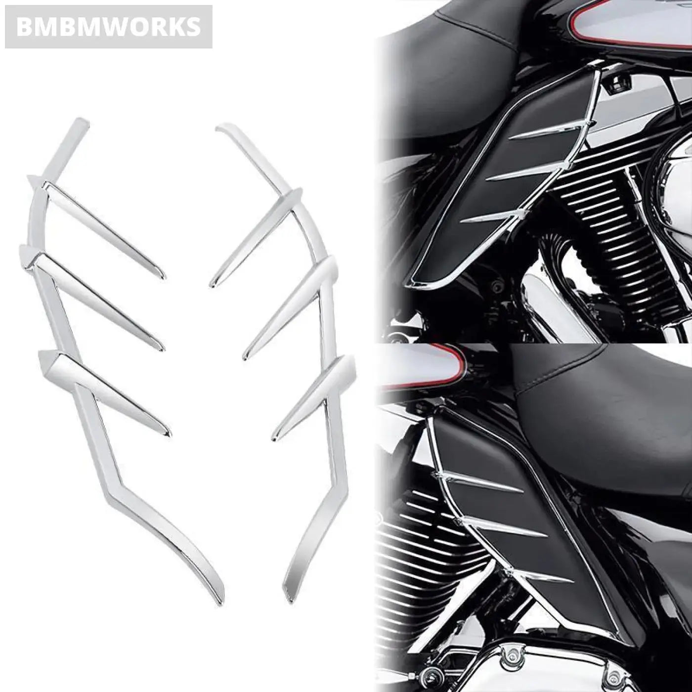 2Pcs Mid-Frame Air Deflector Heat Shield Trim Harley Touring Road King Street