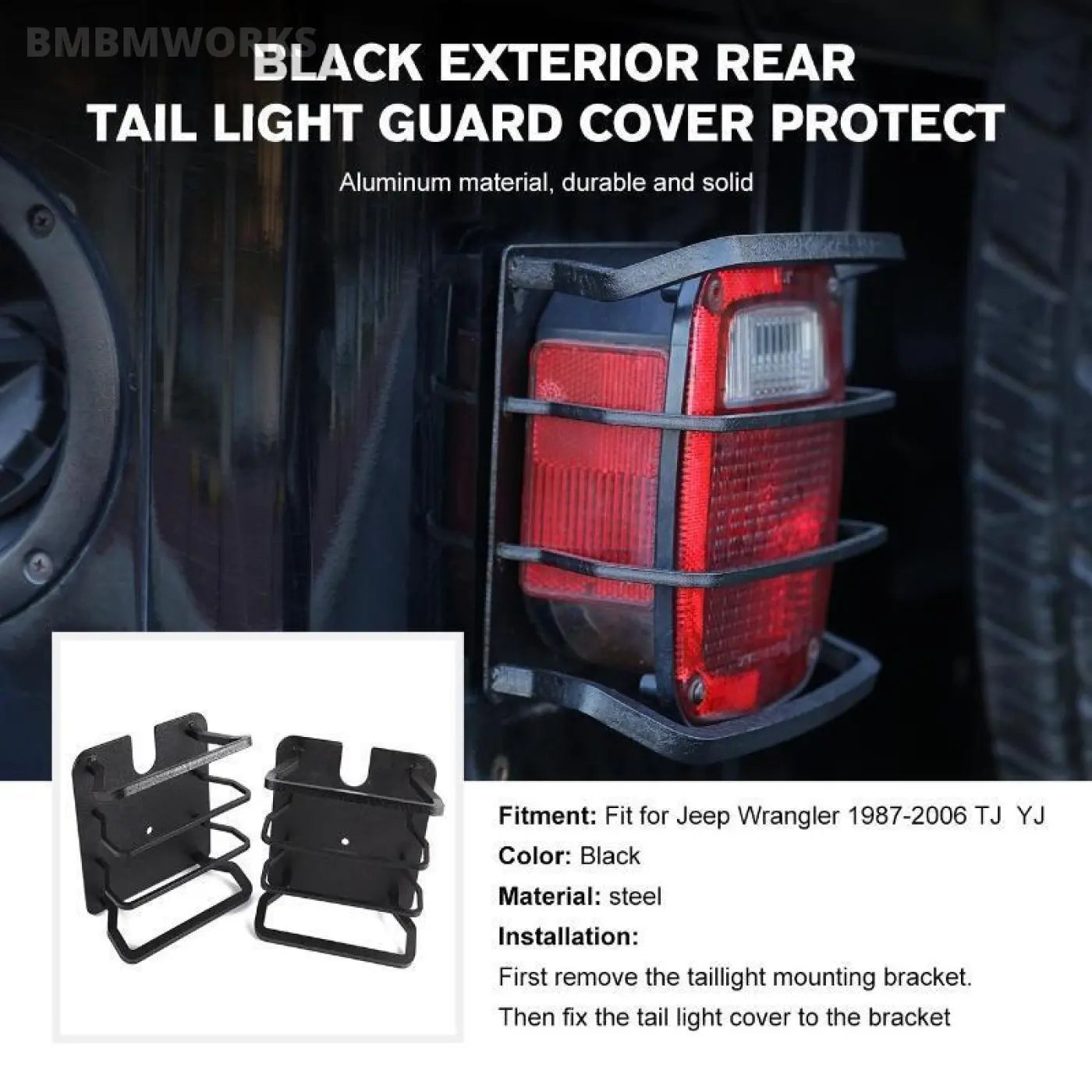 2Pcs Rear Tail Light Guard Cover Protect Lamp Hoods Jeep Wrangler 1987-2006 Tj Y