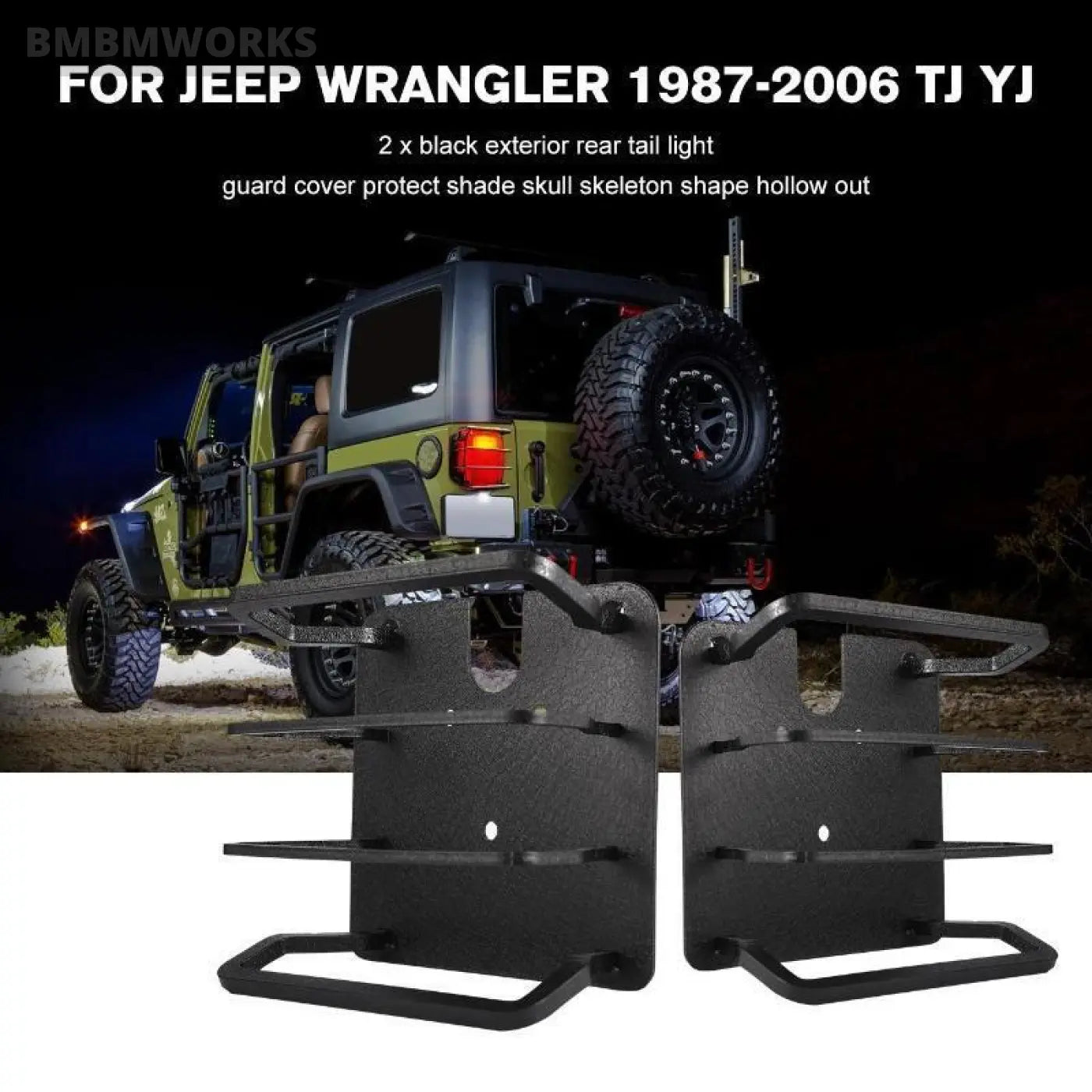 2Pcs Rear Tail Light Guard Cover Protect Lamp Hoods Jeep Wrangler 1987-2006 Tj Y
