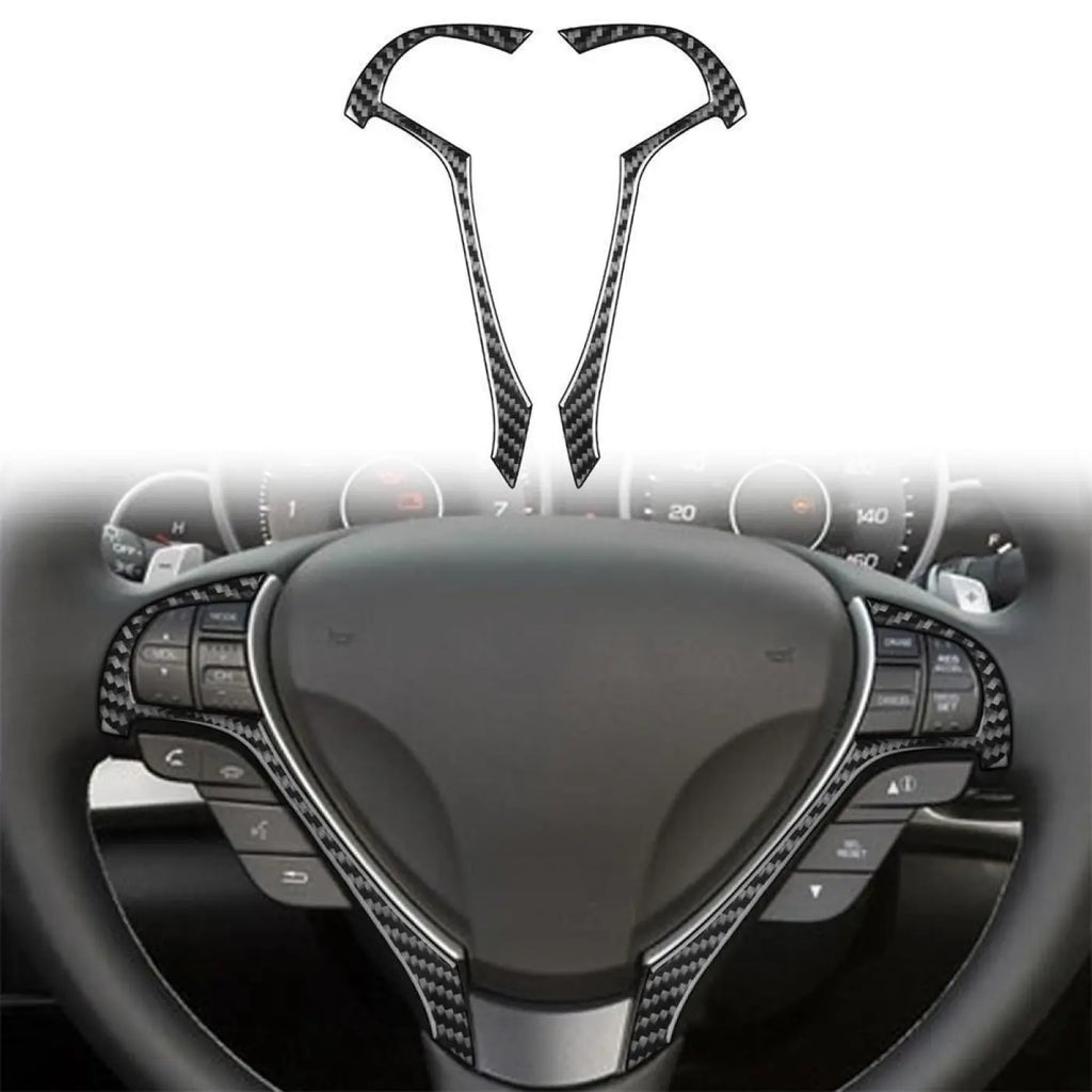 2Pcs Steering Wheel Buttons Carbon Fiber Trim Sticker Acura Tl 09-14