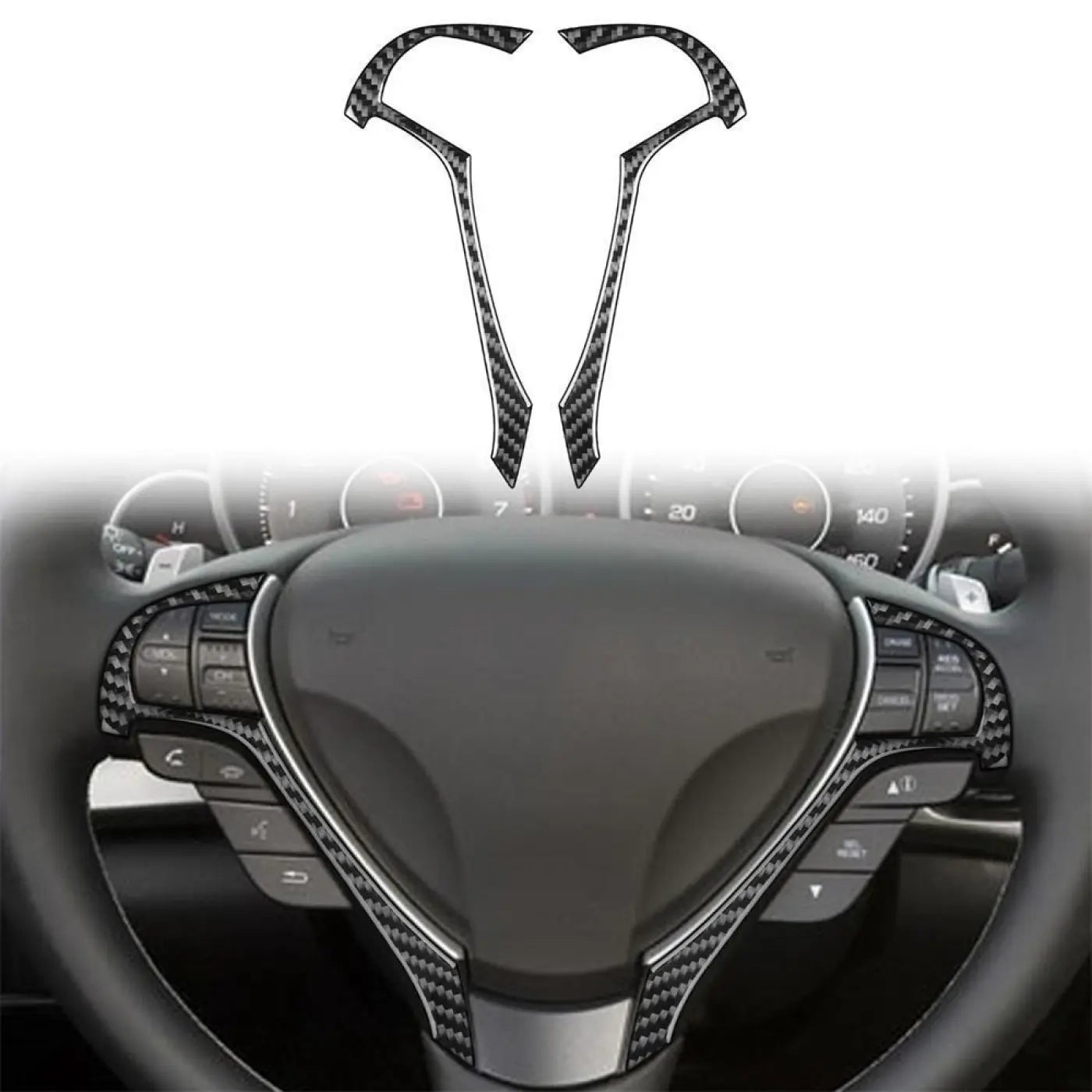 2Pcs Steering Wheel Buttons Carbon Fiber Trim Sticker Acura Tl 09-14