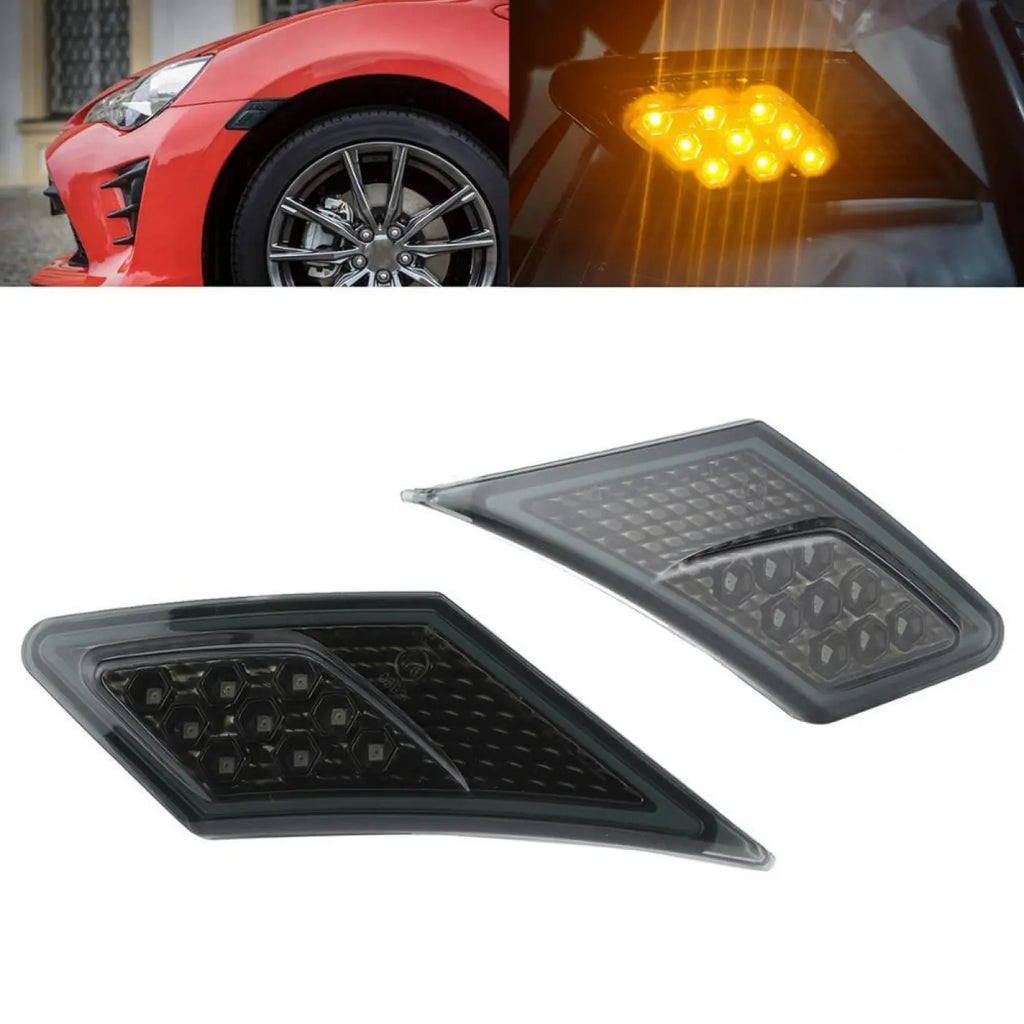 2Pcs Turn Signal Leaf Lights Smoked Lens Scion Fr‑S/Subaru Brz/Gt86 2013‑2020