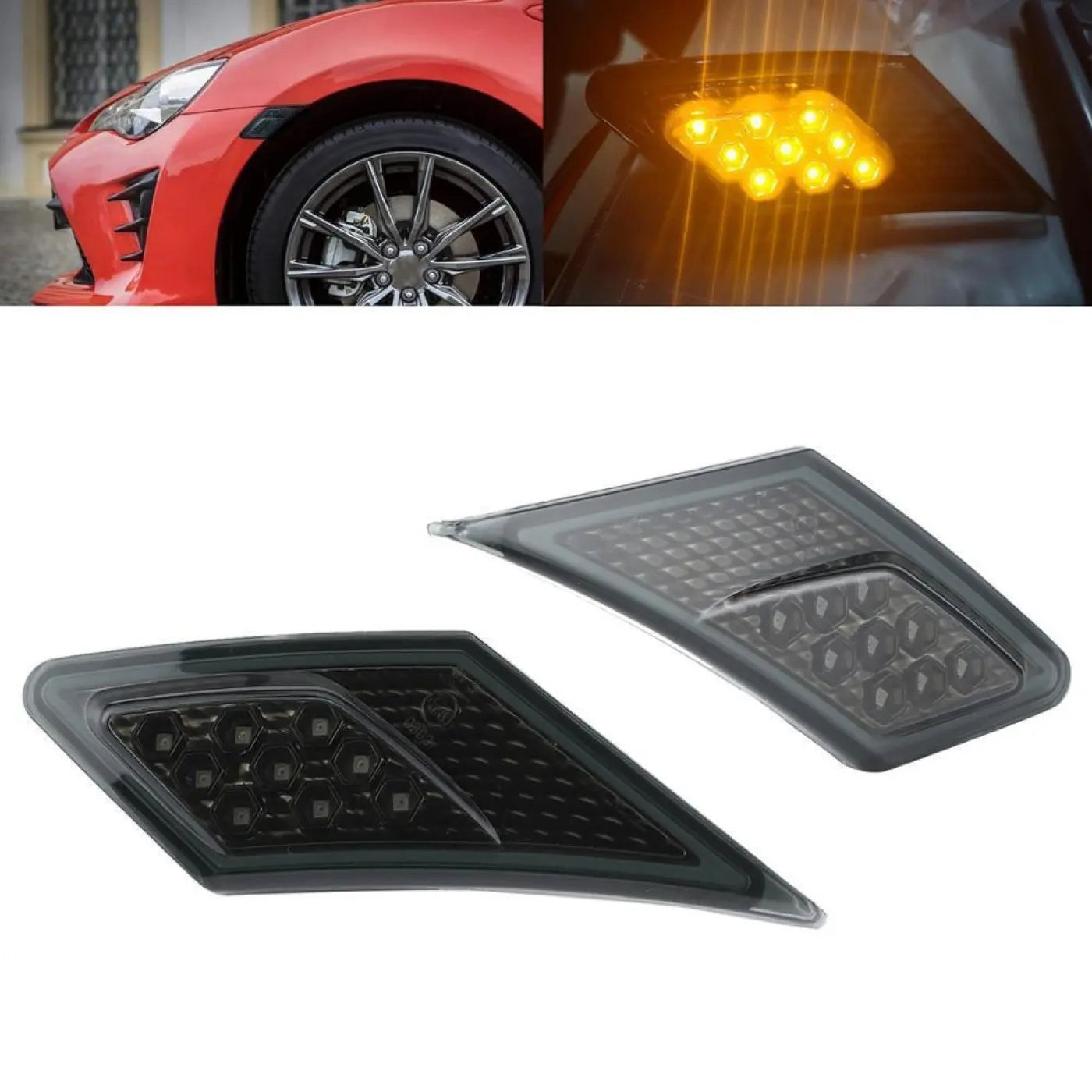 2Pcs Turn Signal Leaf Lights Smoked Lens Scion Fr‑S/Subaru Brz/Gt86 2013‑2020