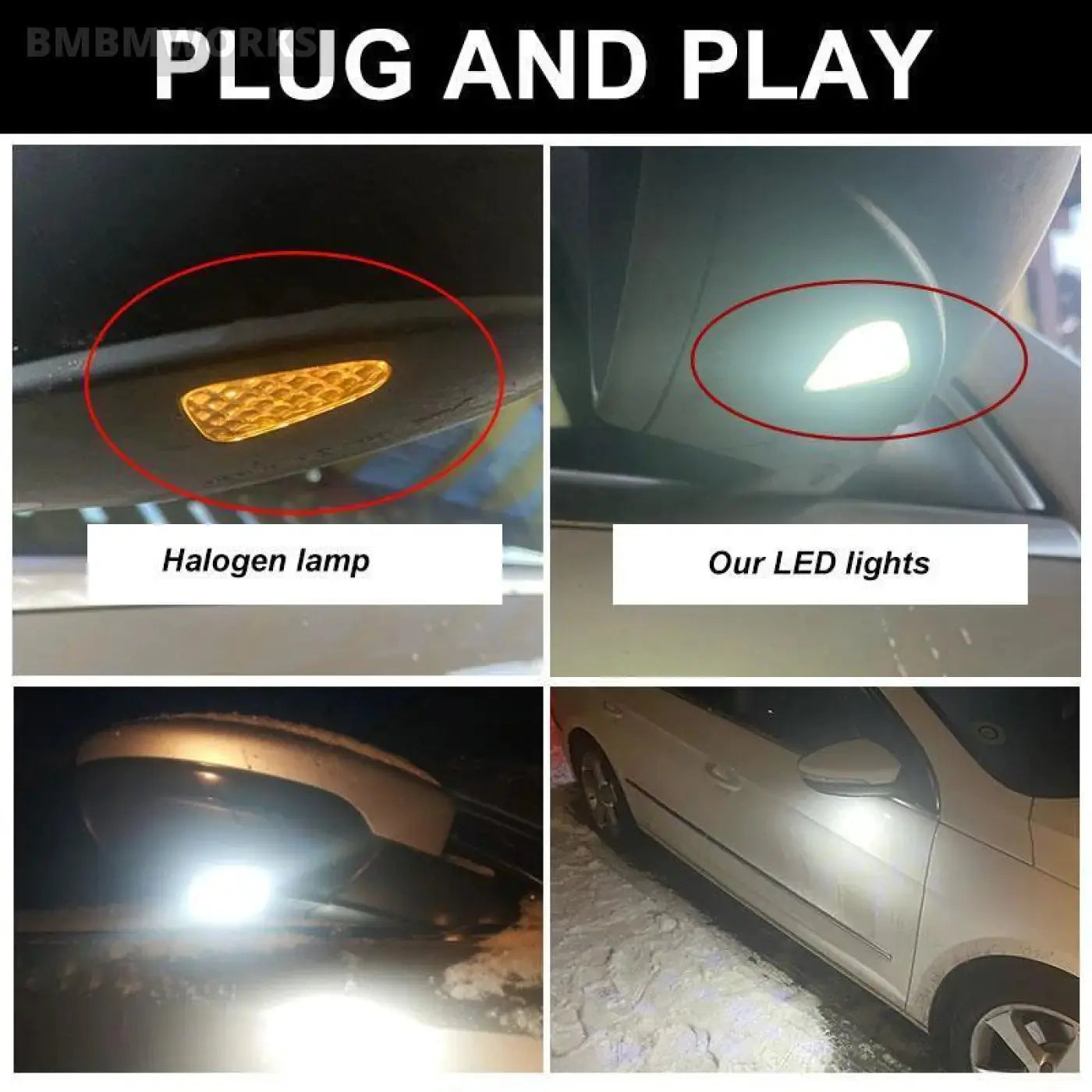 2Pcs Vw Passat B7 Cc Scirocco Jetta Mk6 Eos Beetle Led Side Mirror Puddle Lights