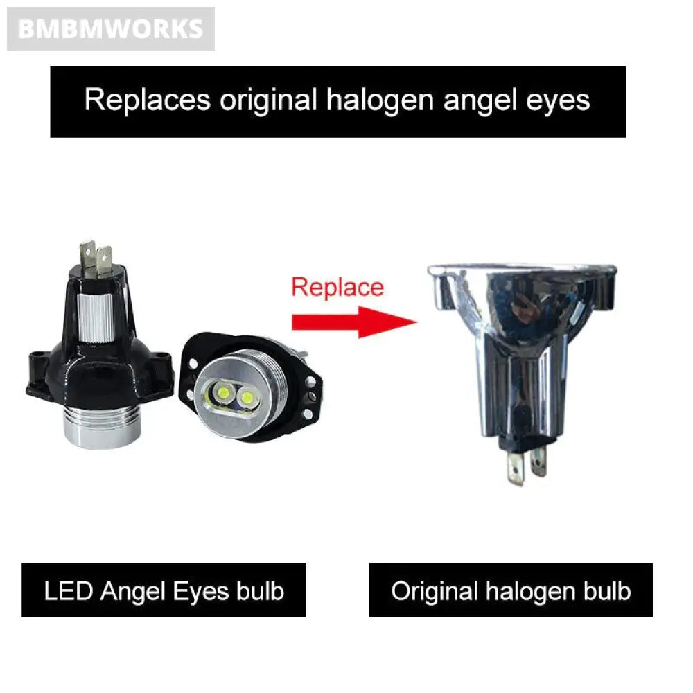 2X Bmw E90 E91 White Led Angel Eye Canbus Bulbs 2004-2008