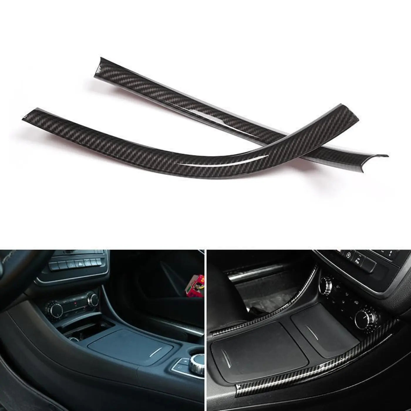2X Center Control Panel Side Strips Cover Trim Mercedes Benz A B Cla Gla Class