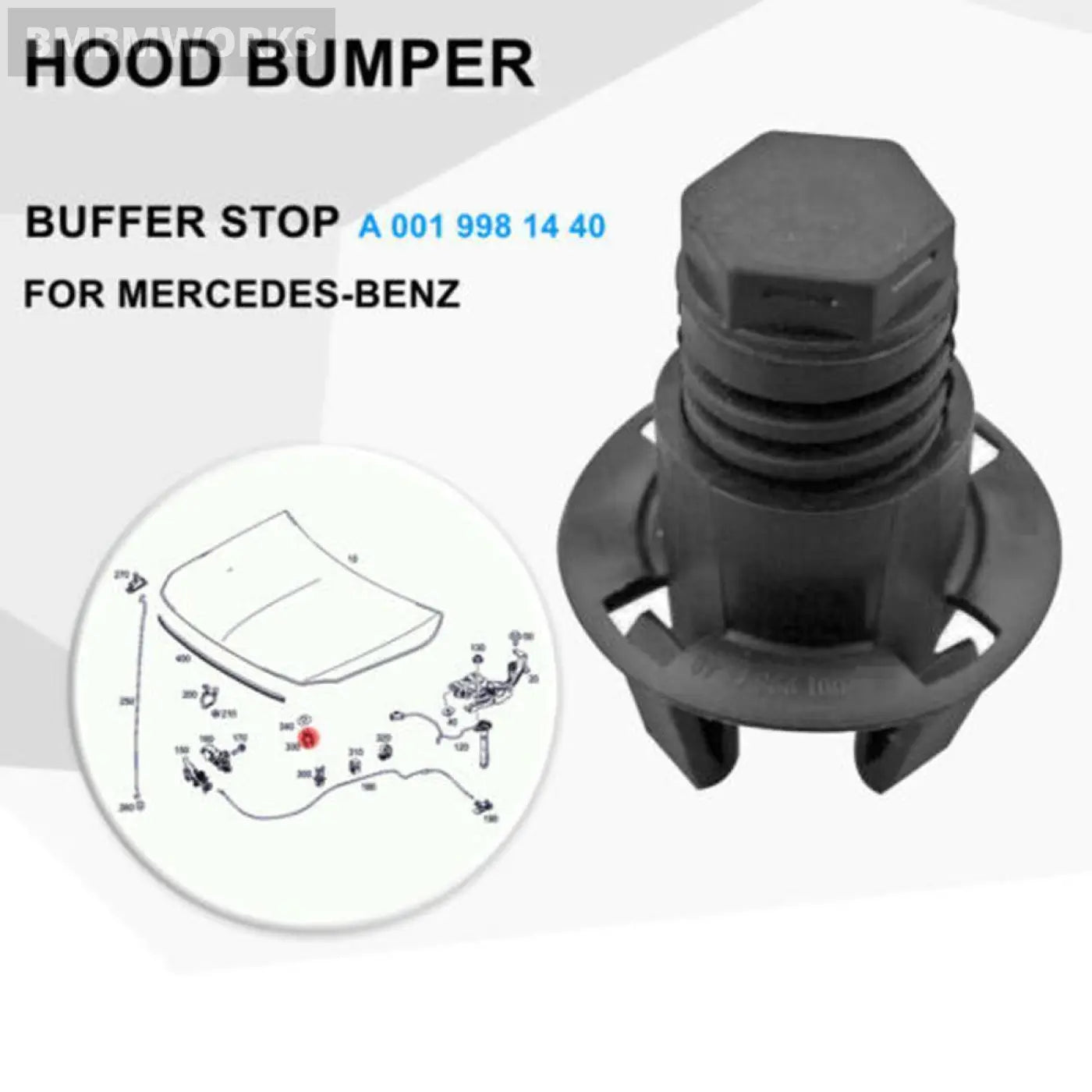 2X Hood Bump Cushion Buffer Stop Rubber Stopper Mb Mercedes-Benz Cla A0019981440