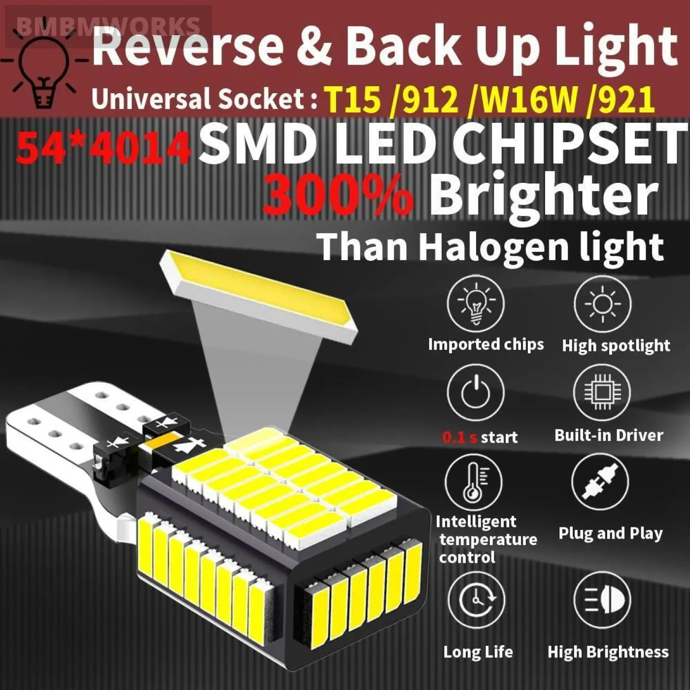 2X Led Reverse Light Bulbs W16W T15 921 Canbus Bmw F10 F30 E90 E91 F11 F31 E92