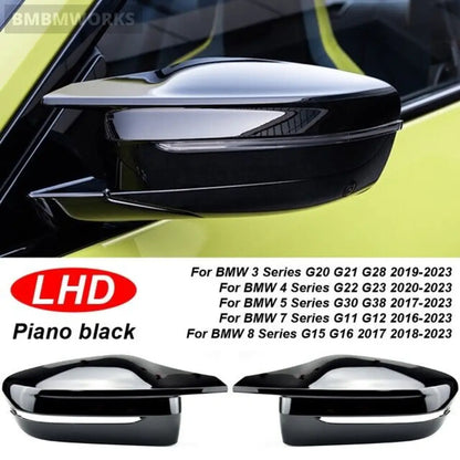 2X Lhd Gloss Black Mirror Cover Caps Bmw G20 G21 G26 G30 G22 G23 G11 G12 G15 G16