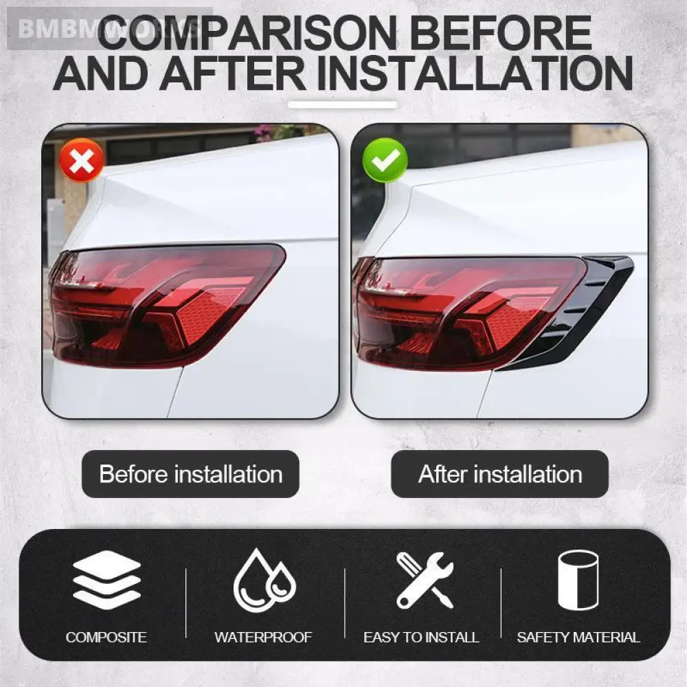 2X Rear Tail Light Carbon Fiber Look Diffuser Lamp Trim Audi A4 B9 2020-2024