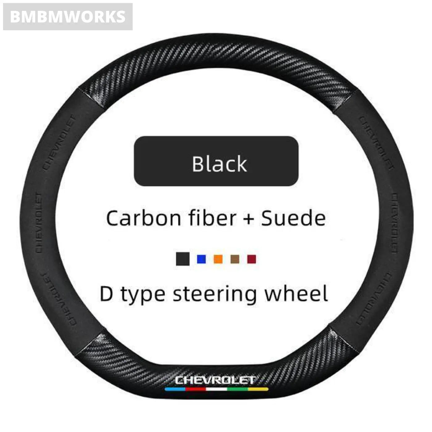 38Cm Suede Carbon Fiber Auto Steering Wheel Cover Chevrolet Cruze Aveo T200 T250