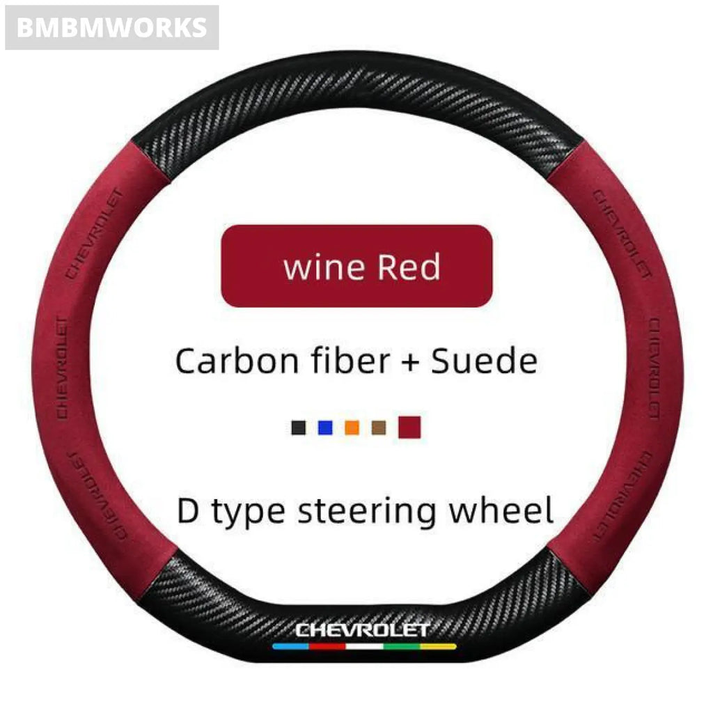 38Cm Suede Carbon Fiber Auto Steering Wheel Cover Chevrolet Cruze Aveo T200 T250