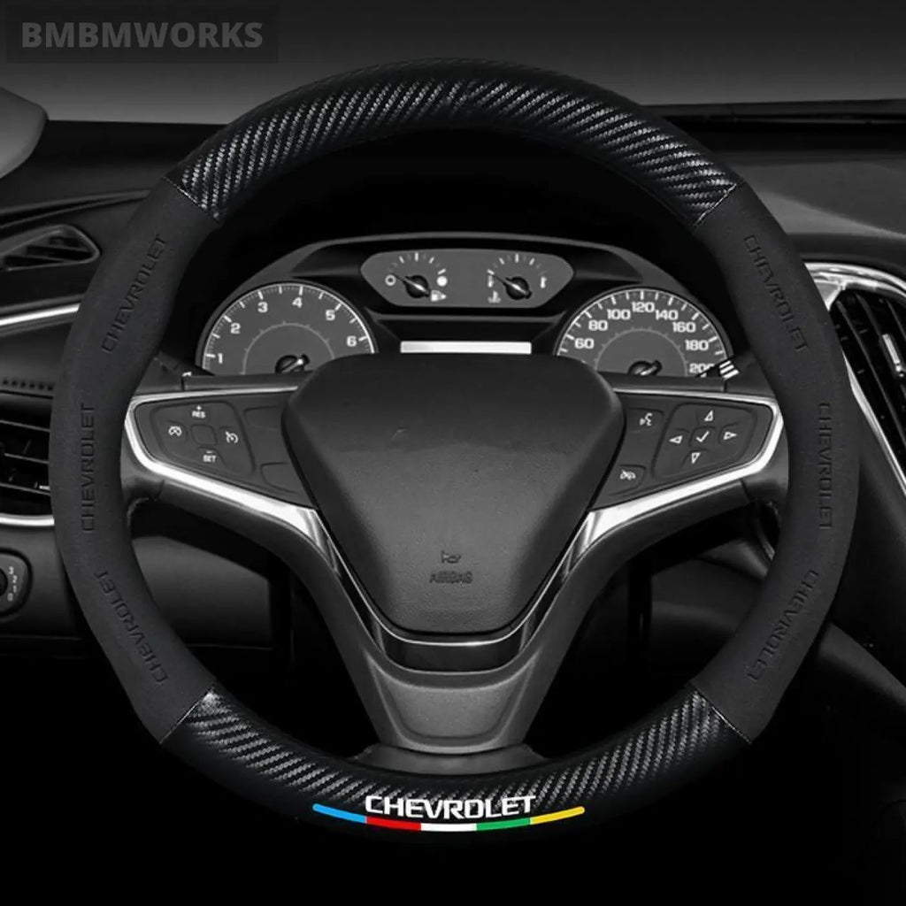 38Cm Suede Carbon Fiber Auto Steering Wheel Cover Chevrolet Cruze Aveo T200 T250