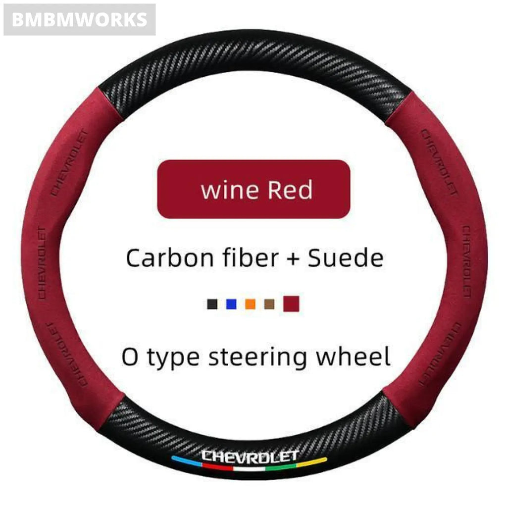 38Cm Suede Carbon Fiber Auto Steering Wheel Cover Chevrolet Cruze Aveo T200 T250
