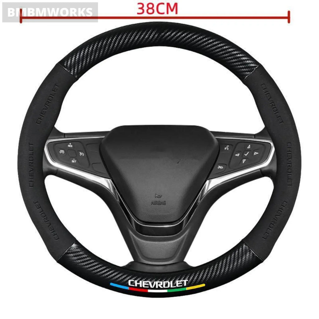 38Cm Suede Carbon Fiber Auto Steering Wheel Cover Chevrolet Cruze Aveo T200 T250