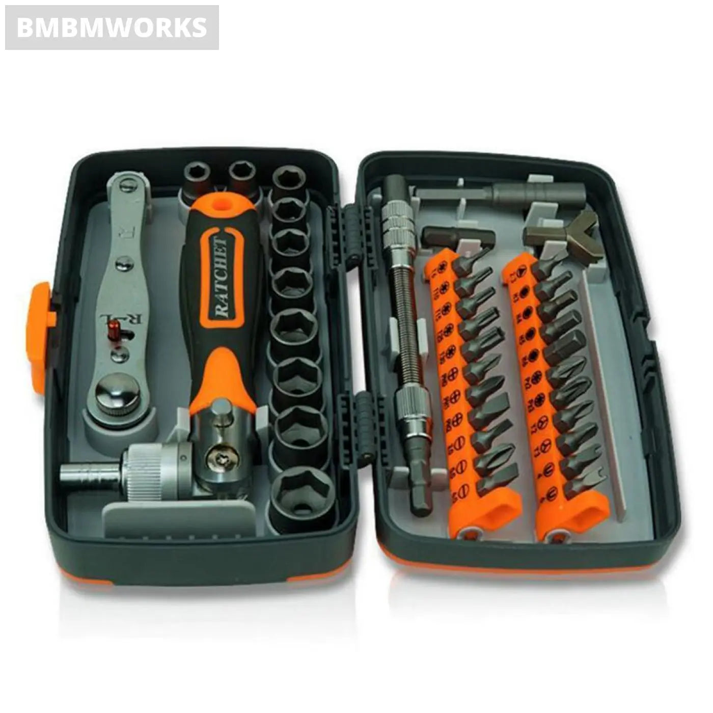 38Pcs Sleeve Screwdriver Ratchet Wrench Socket Spanner Drill Combination Kit