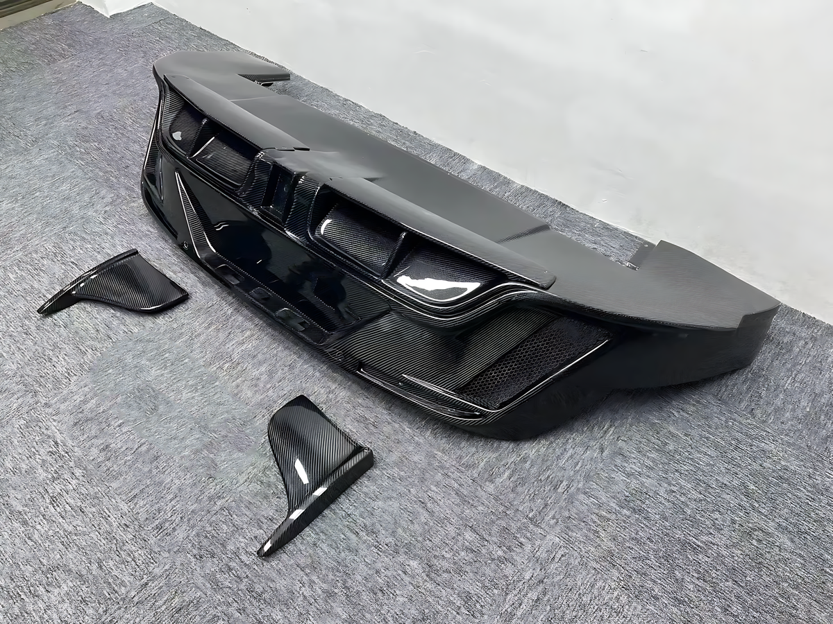 Porsche Taycan 4S (All Years) M-Style Carbon Fiber Rear Diffuser — Aggressive Luxury Upgrade BMBMWORKS