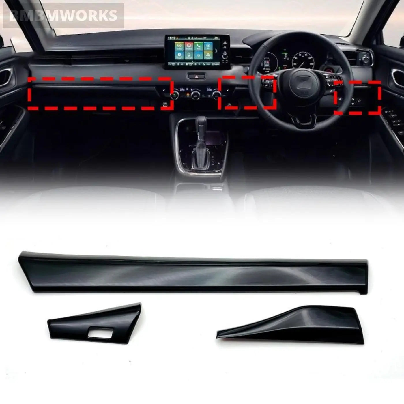 3Pcs Dashboard Panel Decorative Cover Trim Honda Hrv Hr-V Vezel 2021 2022 Rhd
