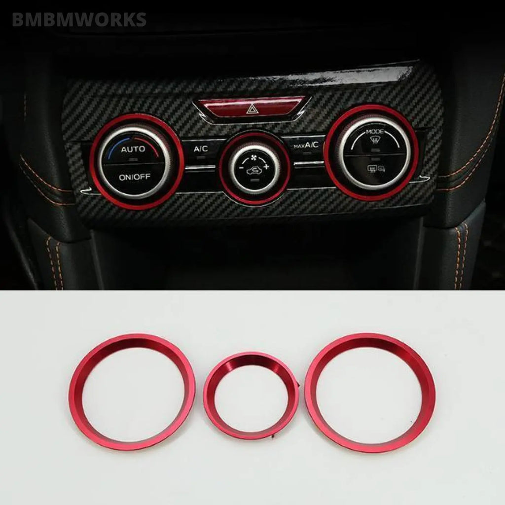 3Pcs/Set Air Conditioner Knob Decorative Rings Subaru Xv Crosstrek Gt 2018-2021