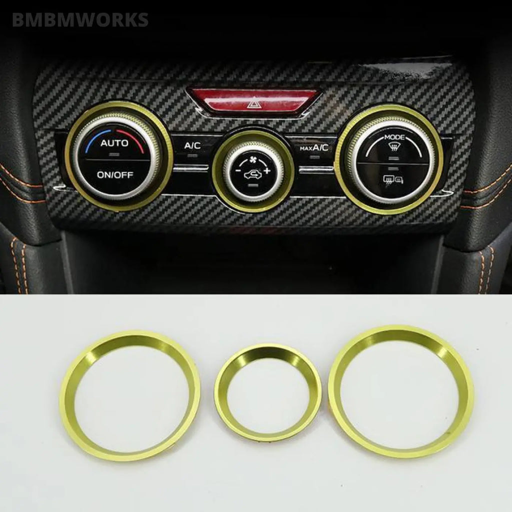 3Pcs/Set Air Conditioner Knob Decorative Rings Subaru Xv Crosstrek Gt 2018-2021