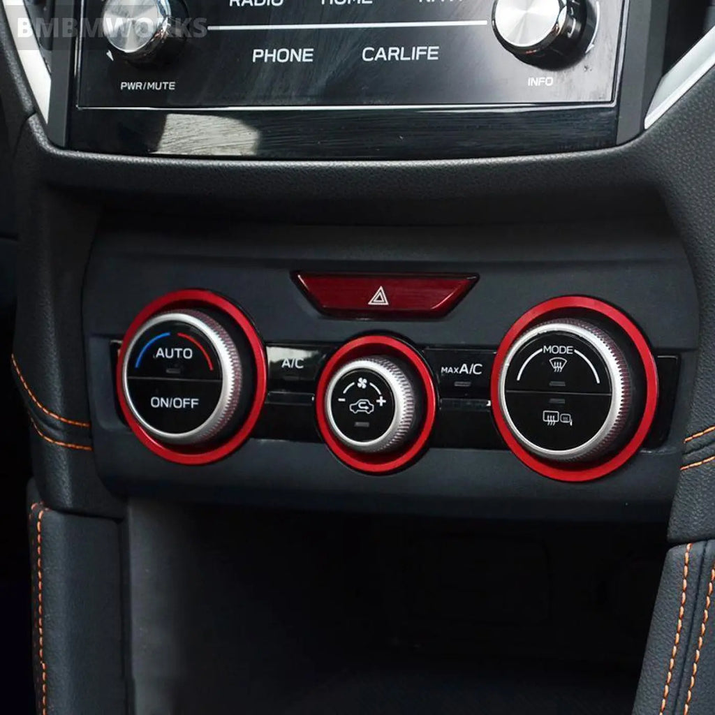 3Pcs/Set Air Conditioner Knob Decorative Rings Subaru Xv Crosstrek Gt 2018-2021