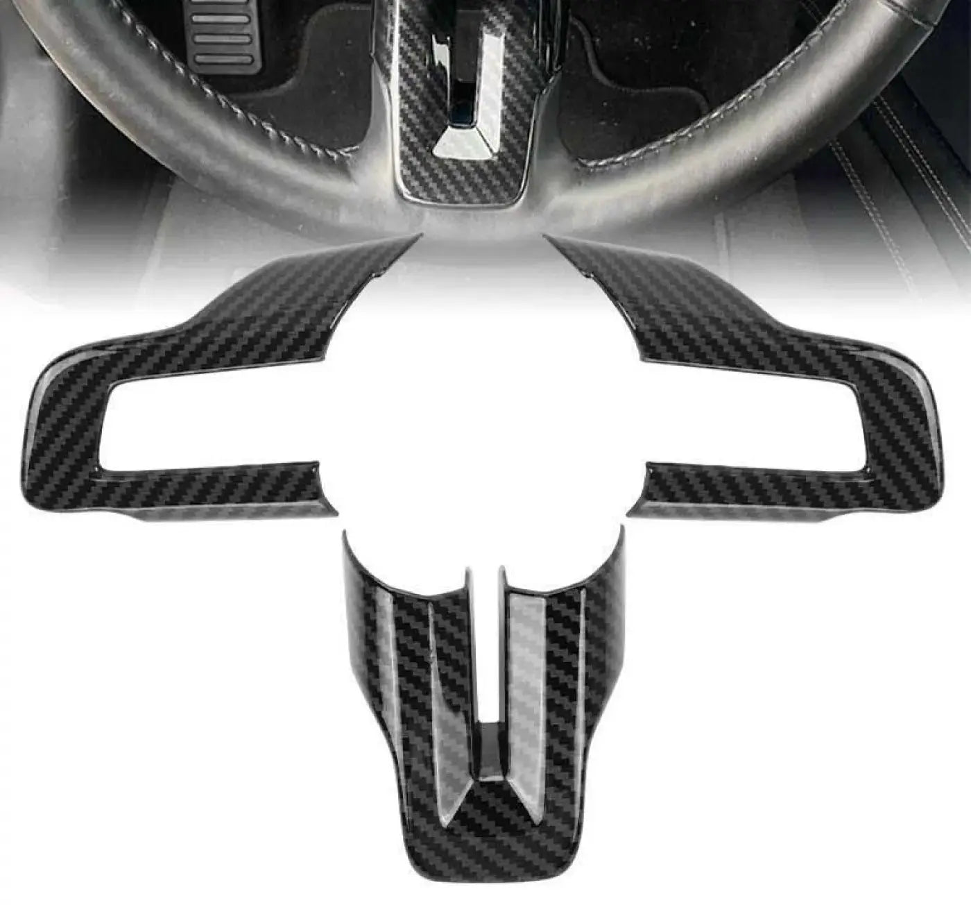 3Pcs/Set Steering Wheel Cover Trim Ford Mustang 2015 2016 2017 2018 2019