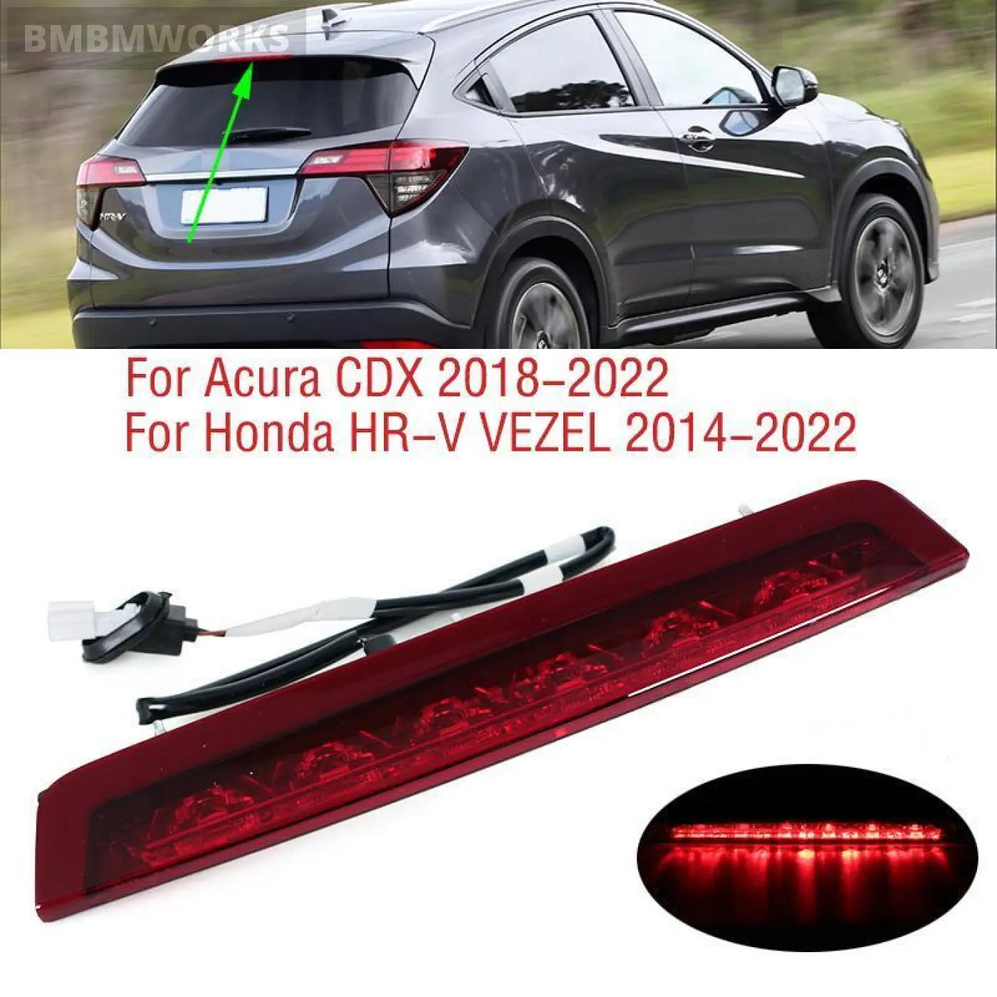 3Rd Brake Light High Mount Stop Signal Lamp Honda Hr-V Hrv Vezel 2014-2022 Acura