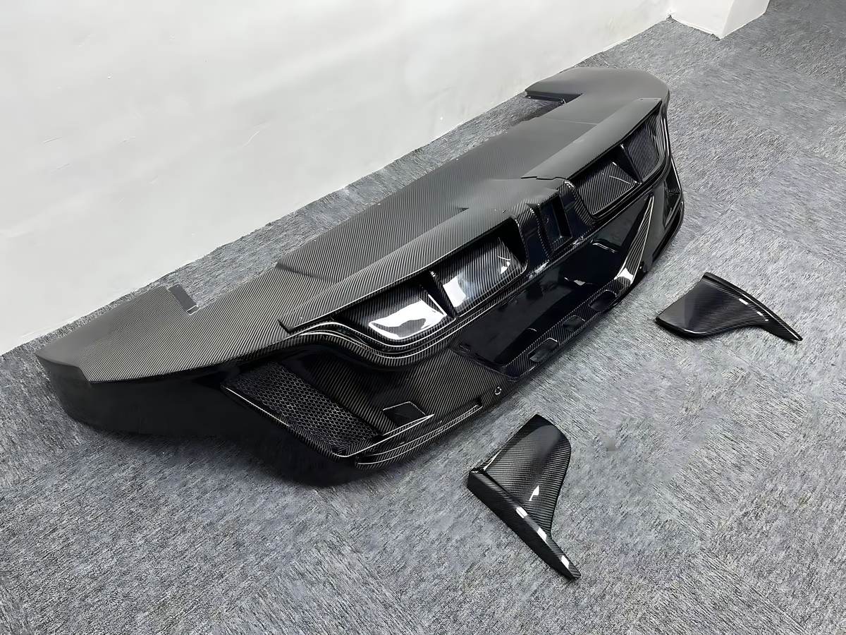 Porsche Taycan 4S (All Years) M-Style Carbon Fiber Rear Diffuser — Aggressive Luxury Upgrade BMBMWORKS