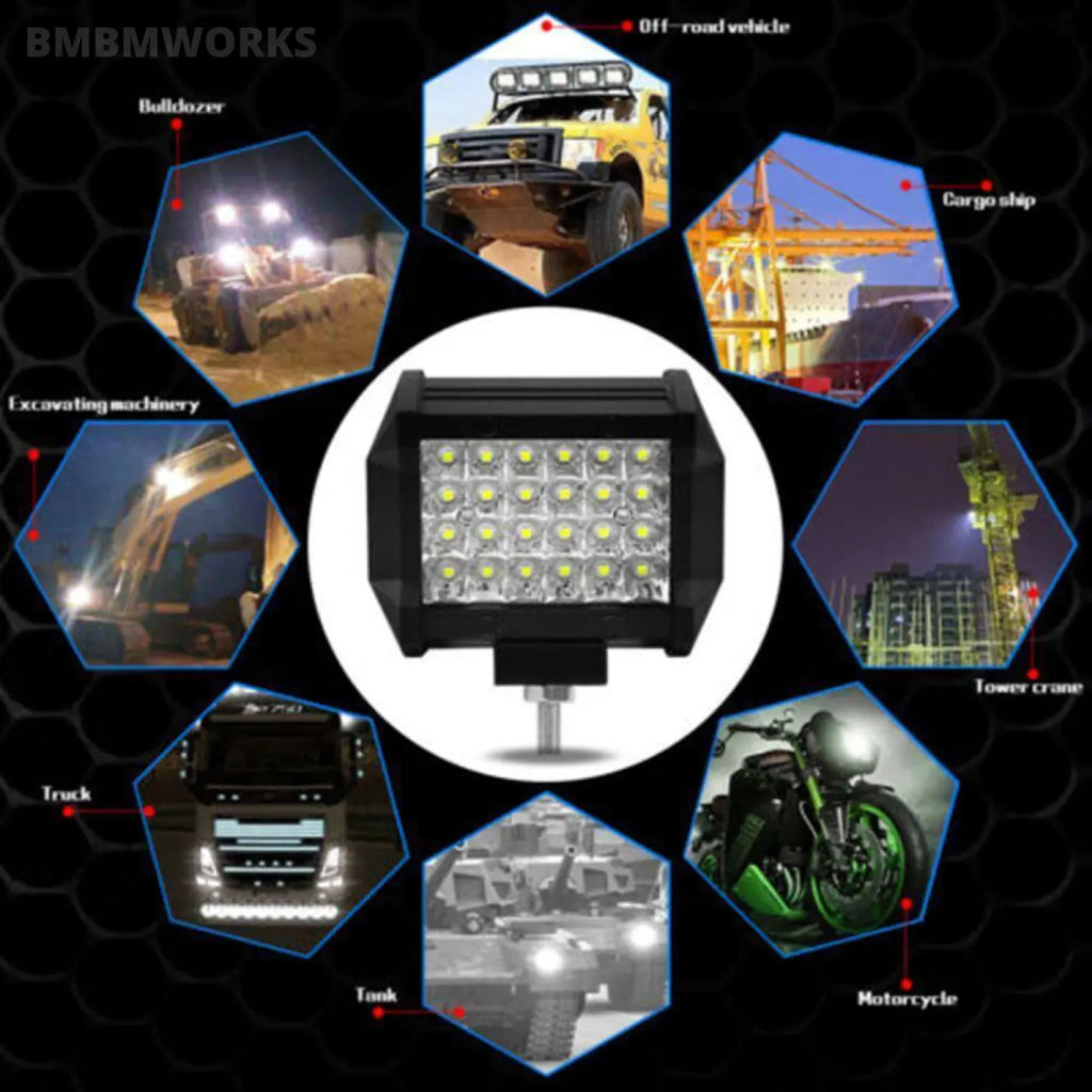 4Inch 72W Led Work Light Bar Sport Combo Truck Offroad Tractor Boat Excavator