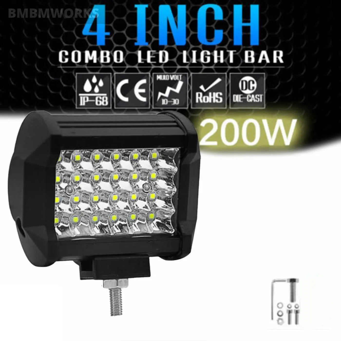 4Inch 72W Led Work Light Bar Sport Combo Truck Offroad Tractor Boat Excavator