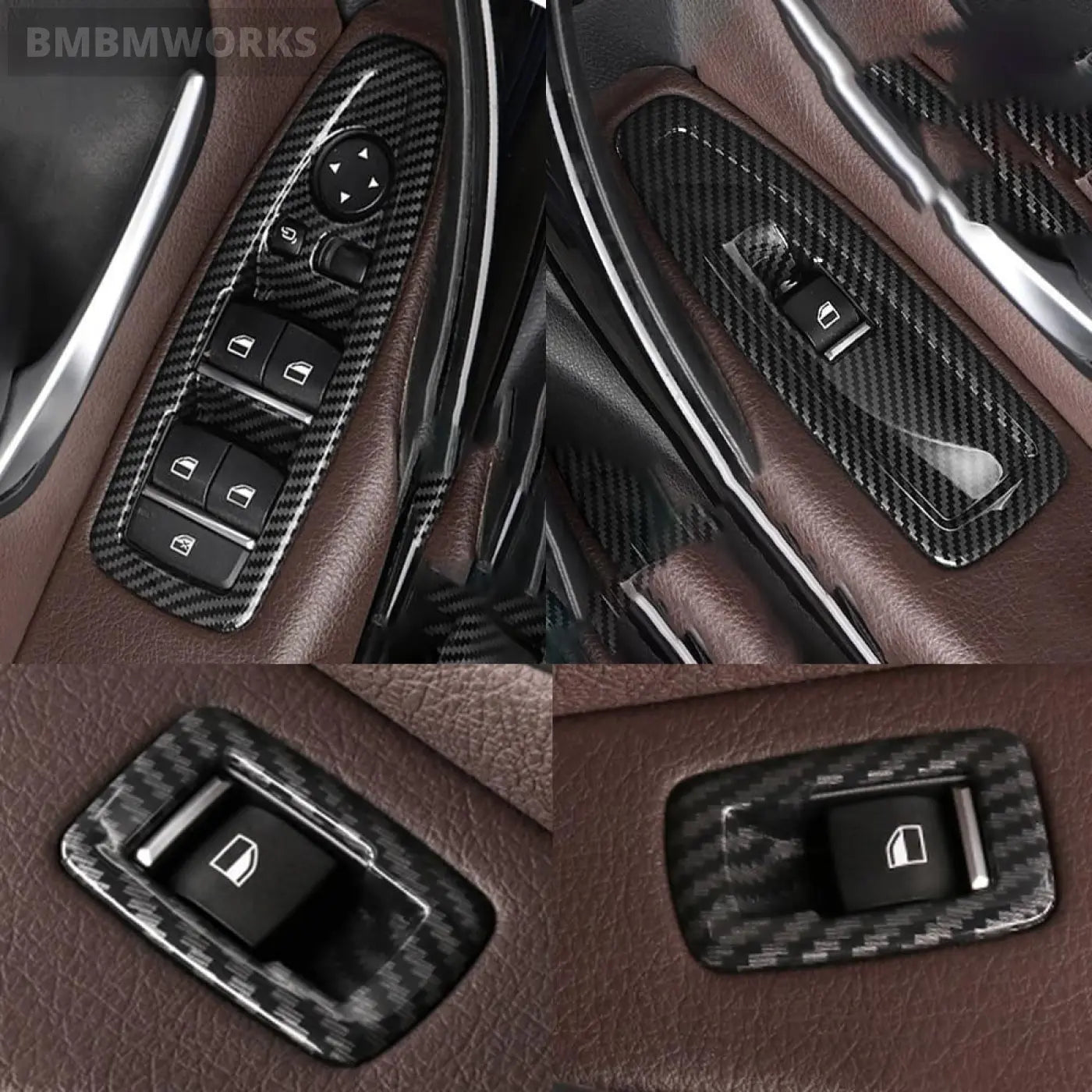 4Pcs Bmw F20 F30 F31 F32 F80 Carbon Fiber Pattern Window Switch Panel Trim Cover