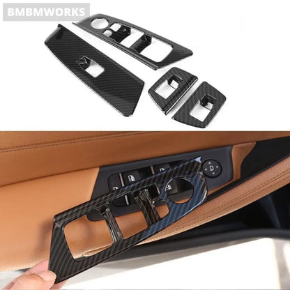 4Pcs Carbon Window Switch Lift Button Frame Trim Cover Bmw 5 Series G30 G31 F90