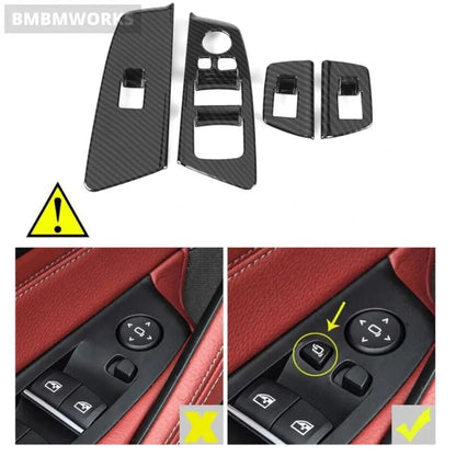 4Pcs Carbon Window Switch Lift Button Frame Trim Cover Bmw 5 Series G30 G31 F90