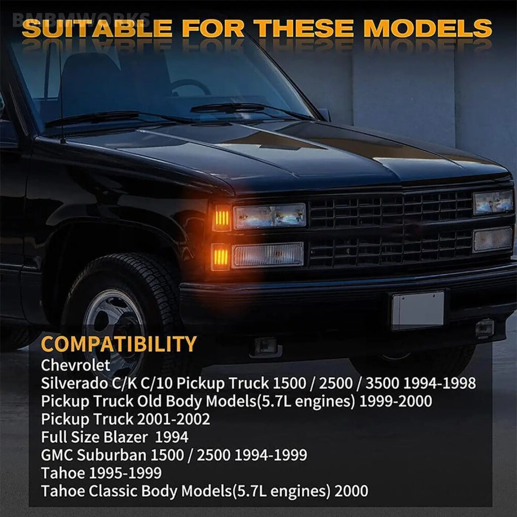 4Pcs Dynamic Side Corner Light Chevy C/K Pickup Truck 1500 2500 3500 Tahoe 1994