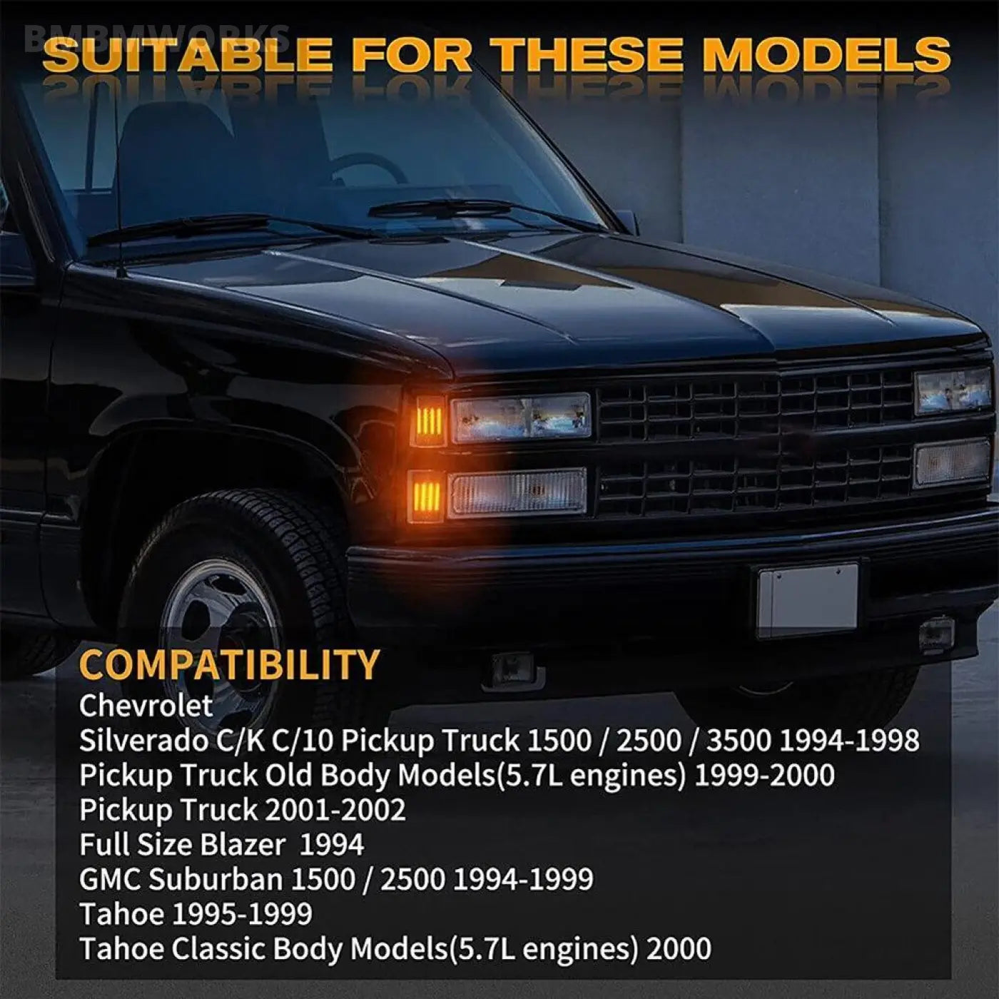 4Pcs Dynamic Side Corner Light Chevy C/K Pickup Truck 1500 2500 3500 Tahoe 1994