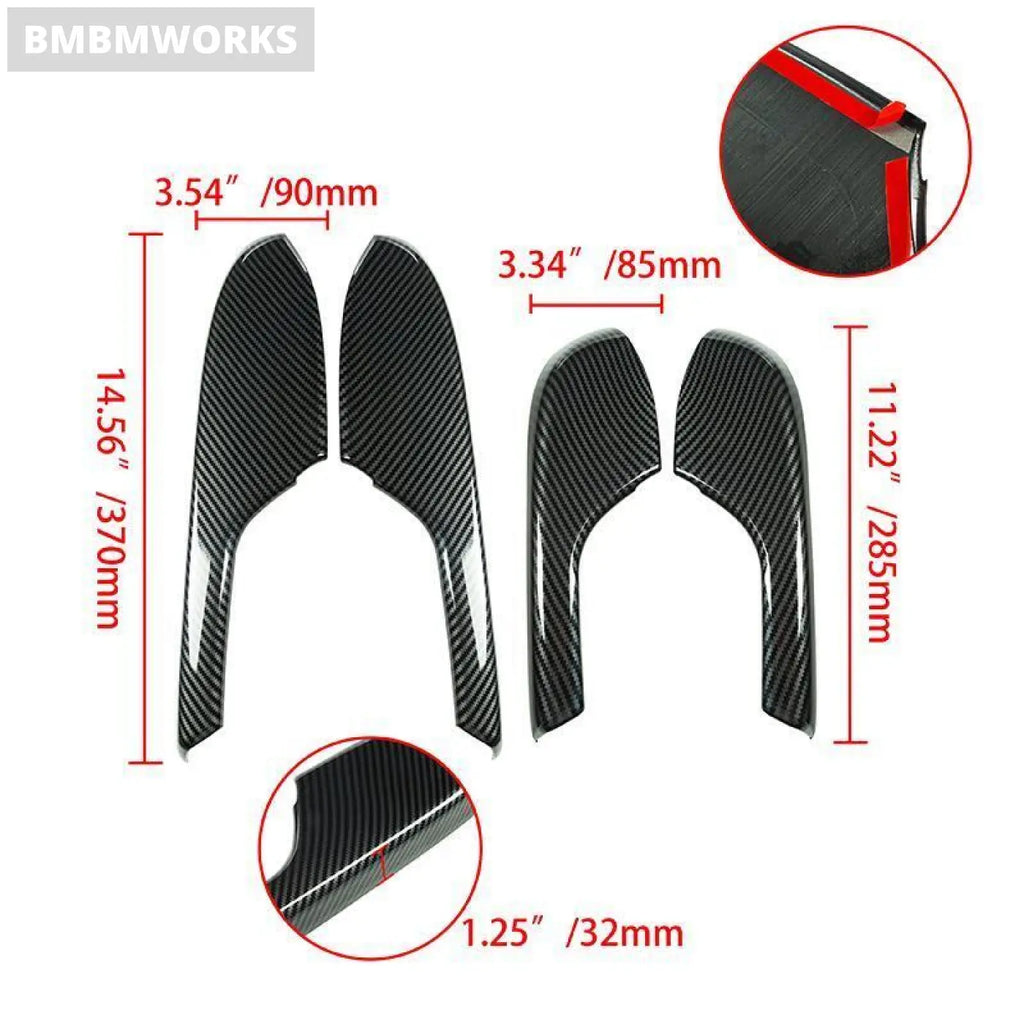 4Pcs Interior Door Armrest Panel Trim Frame Sticker Honda Civic 2016-2021