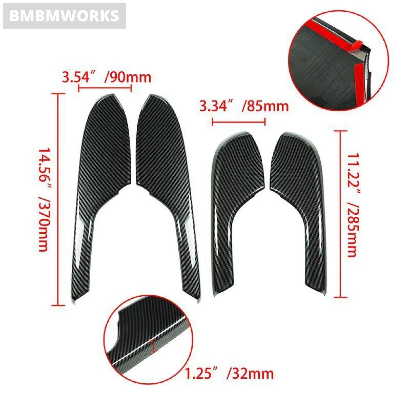 4Pcs Interior Door Armrest Panel Trim Frame Sticker Honda Civic 2016-2021