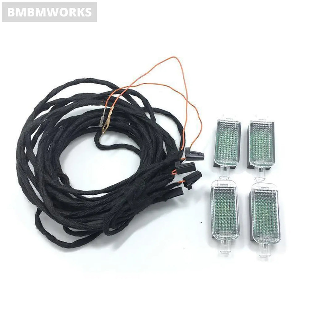 4Pcs Led Footwell Lights And Cable Golf Jetta Mk5 Mk6 Passat B6 B7 Tiguan