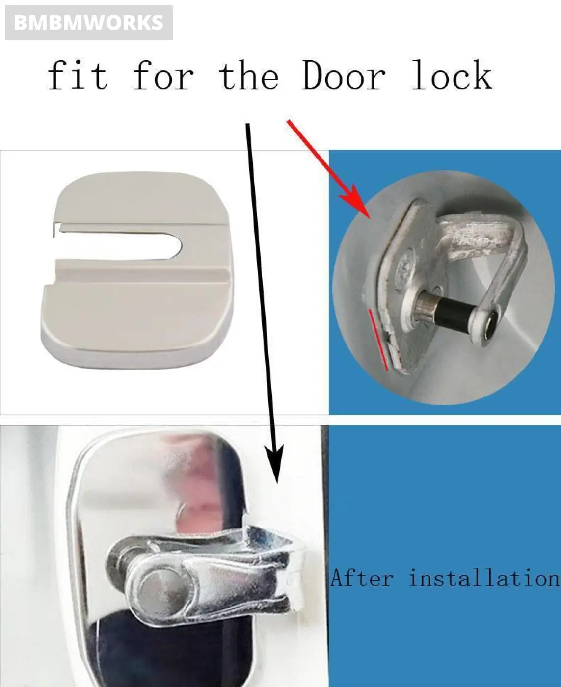 4Pcs Silver Door Lock Cover Opel Saab 93 2003 2012 9-3 900 9000