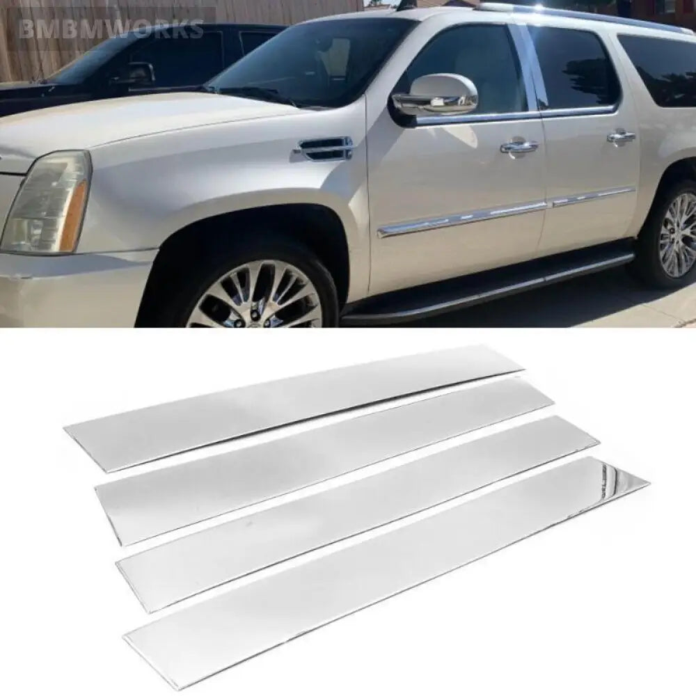 4Pcs Silvery Door Window Trim Cover Stickers Cadillac Escalade 2007-08 2013-14