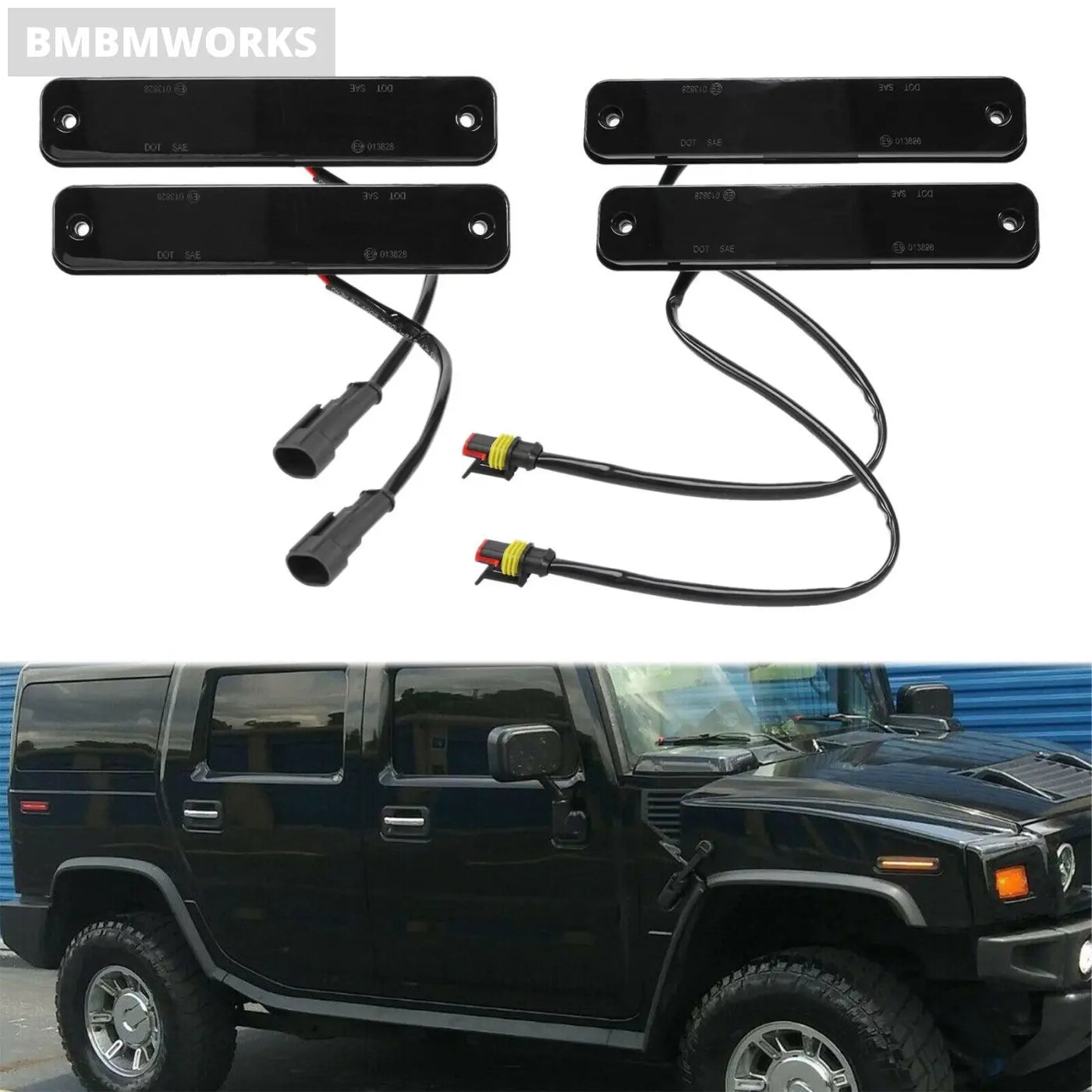 4Pcs Smoked Led Side Marker Light Front Rear Set Amber Red Hummer H2 2003-2009