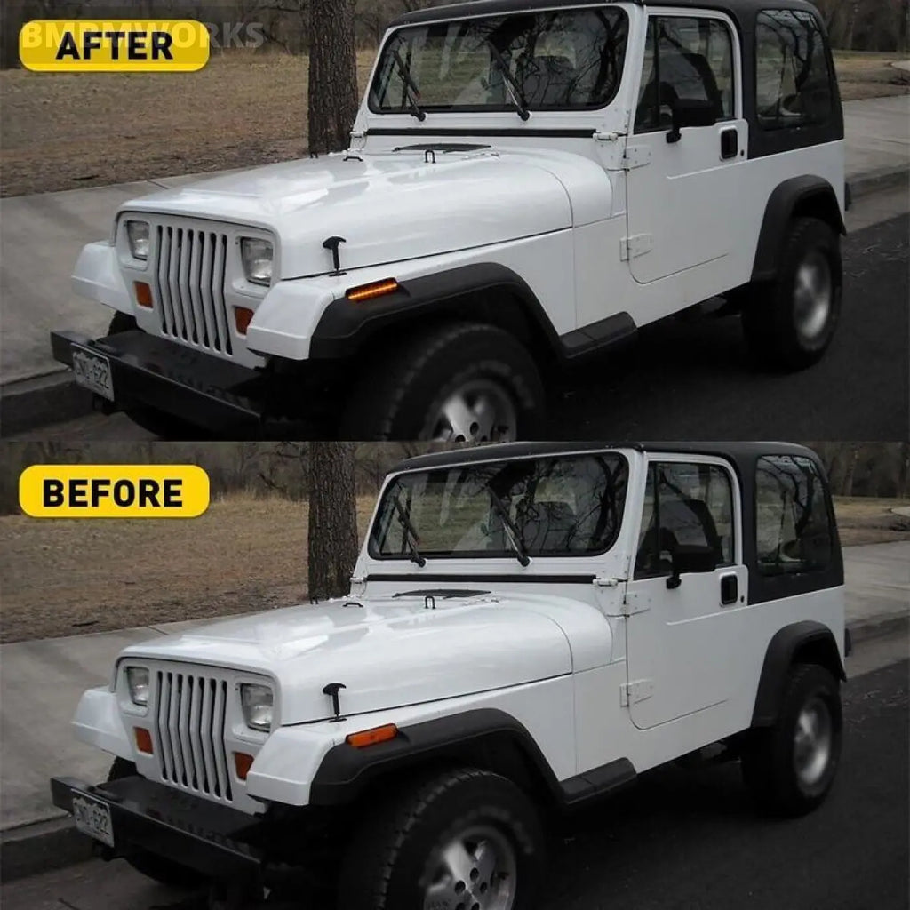 4Pcs Smoked Lens Front Turn Signal Light Housing Side Jeep Wrangler Yj 1987-95