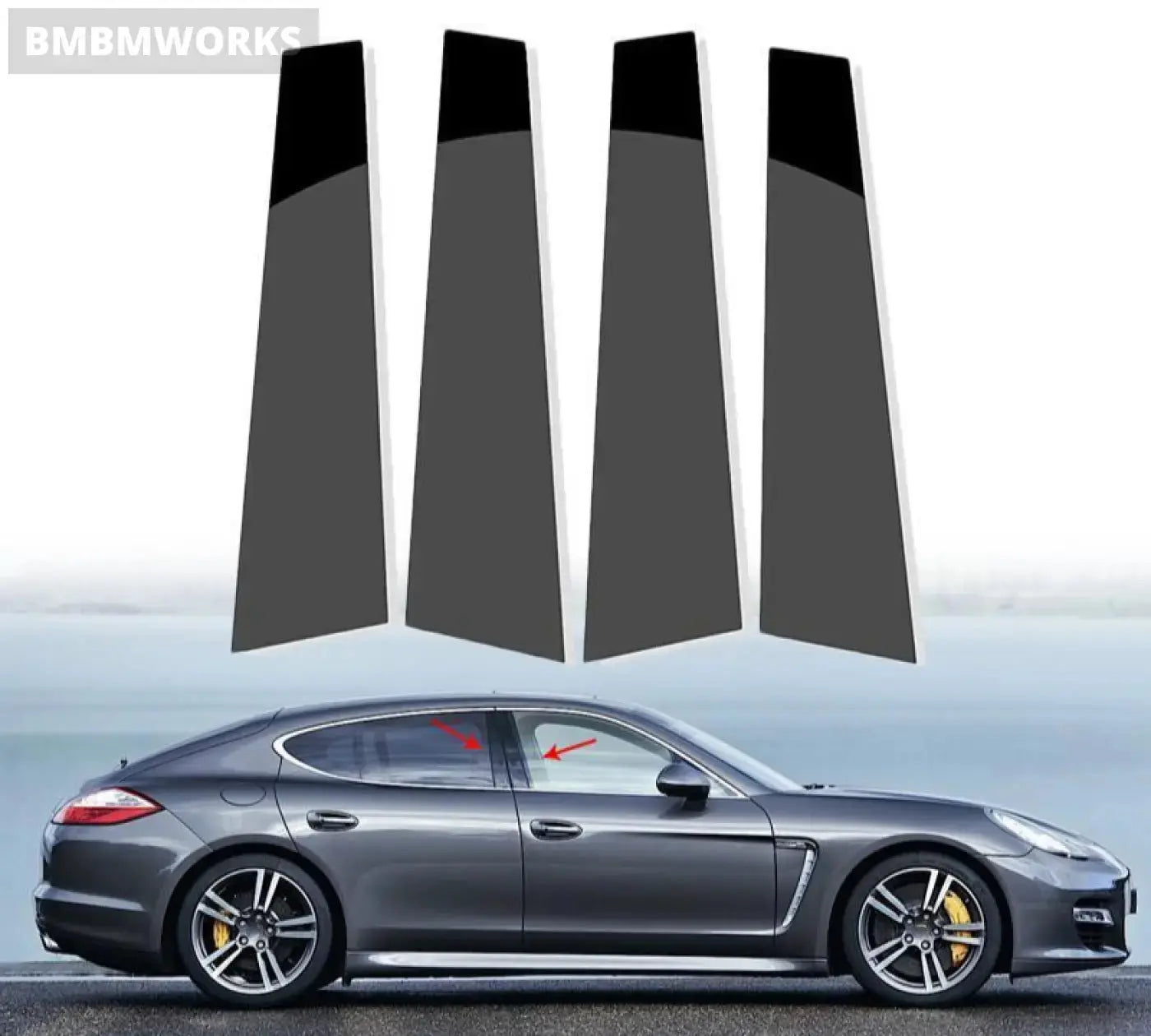 4Pcs Window Black Pillar Posts Trim Covers Porsche Panamera 2009 2010 2011 2012