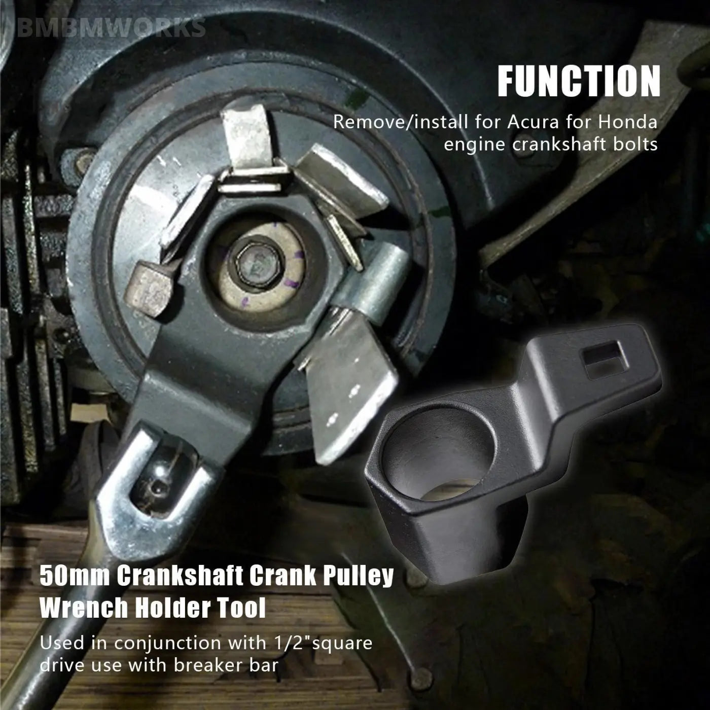 50Mm Crankshaft Wrench Holder 1/2-Inch Square Drive Spanner Holding Tool Honda